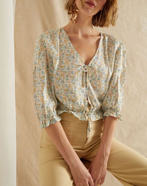 Blouse Suzanna blanc/bleu/jaune