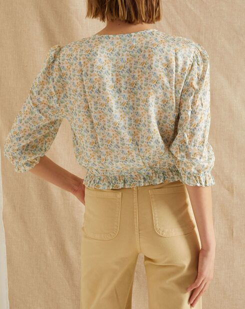 Blouse Suzanna blanc/bleu/jaune
