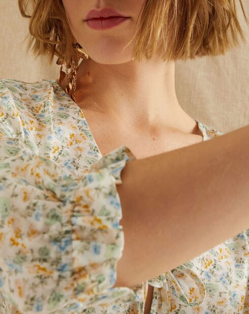Blouse Suzanna blanc/bleu/jaune