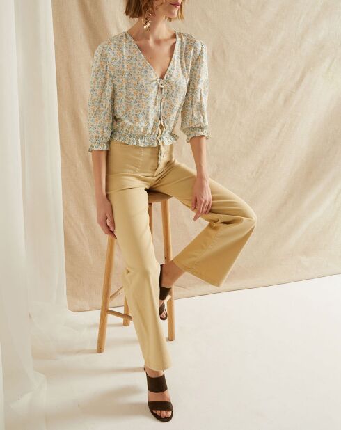 Blouse Suzanna blanc/bleu/jaune