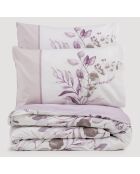 Parure housse de couette Nadia lilas/blanc