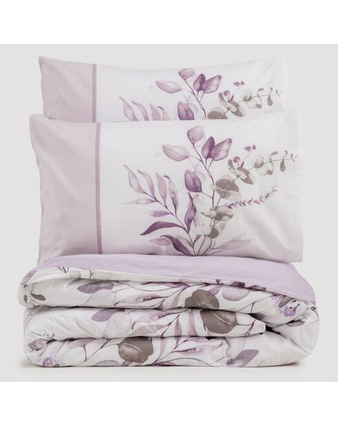 Parure housse de couette Nadia lilas/blanc