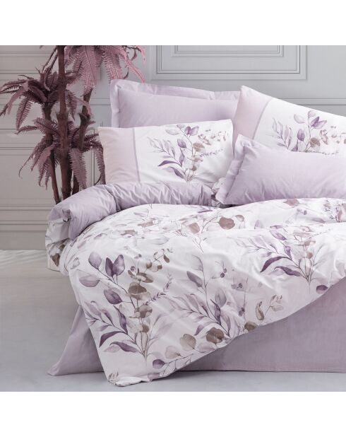 Parure housse de couette Nadia lilas/blanc