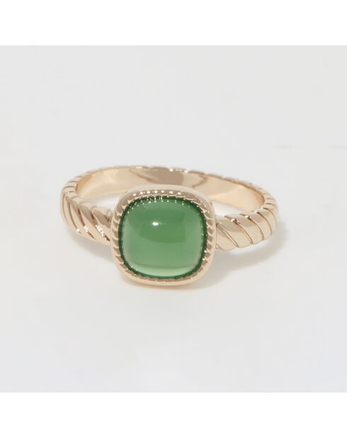 Bague Pamela Agate verte en laiton doré