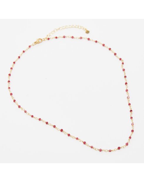 Collier Elisa Jade rouge en laiton doré