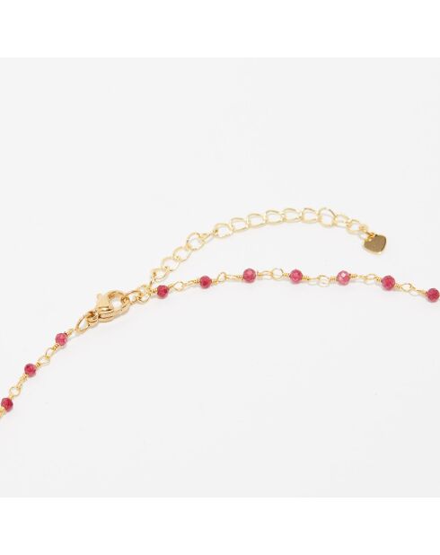 Collier Elisa Jade rouge en laiton doré