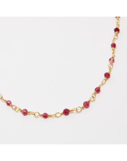 Collier Elisa Jade rouge en laiton doré