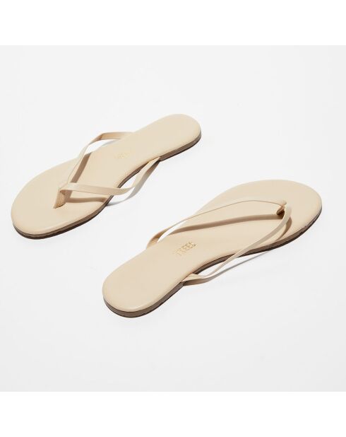 Foundations nude leren teenslippers