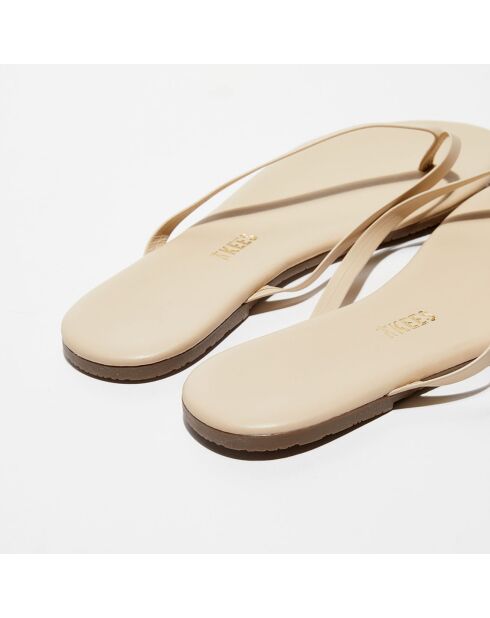 Foundations nude leren teenslippers