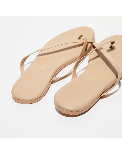 Beigefarbene Flip-Flops Riley aus Leder