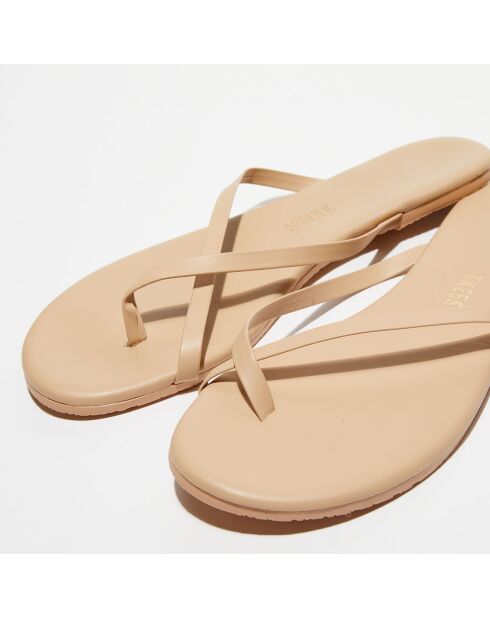 Beigefarbene Flip-Flops Riley aus Leder