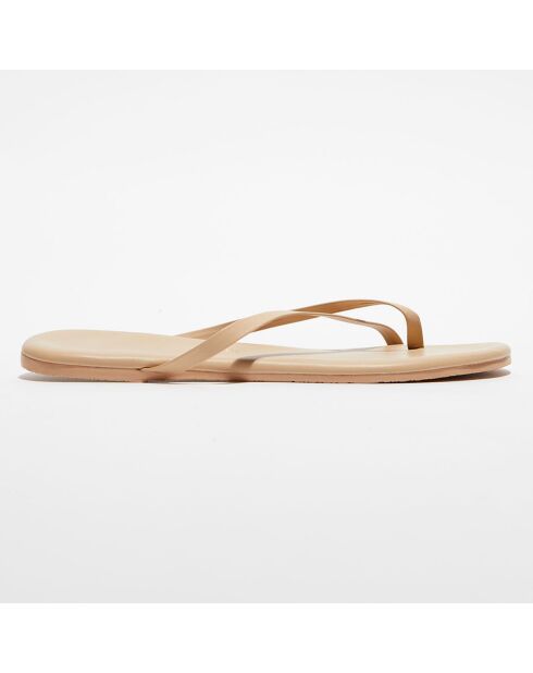 Beigefarbene Flip-Flops Riley aus Leder