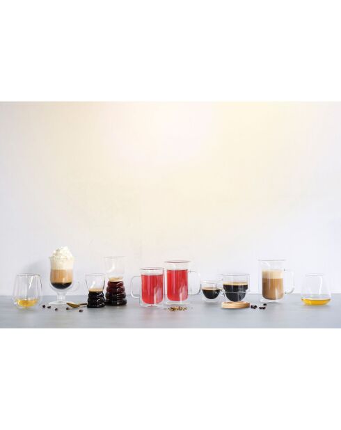 2 Tasses à expresso en Verre double paroi Omagio transparentes - 80 ml