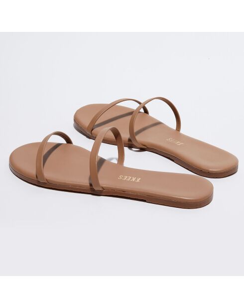 Beigefarbene Mules Gemma aus Leder