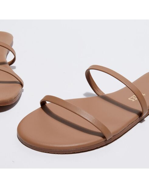 Beigefarbene Mules Gemma aus Leder