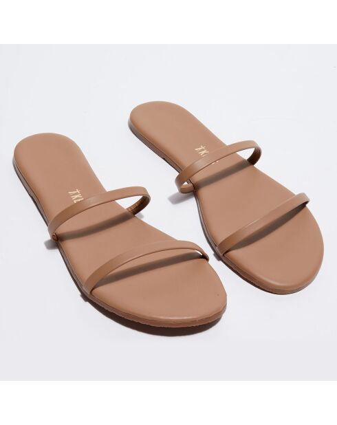 Beigefarbene Mules Gemma aus Leder