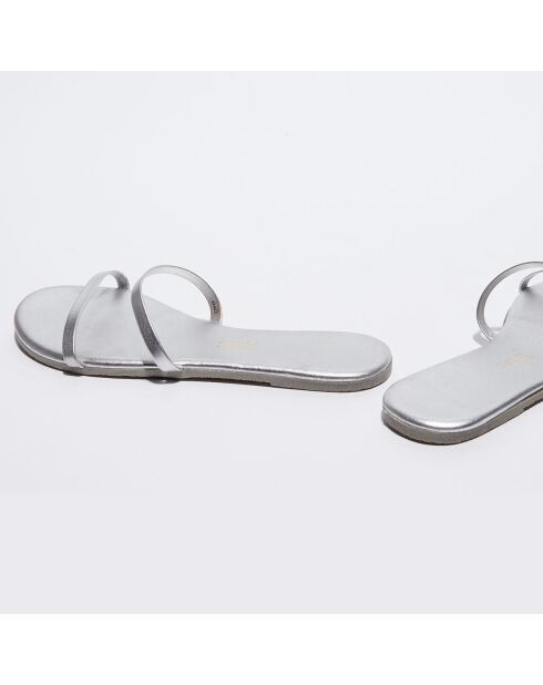 Mules en Cuir Gemma argentées