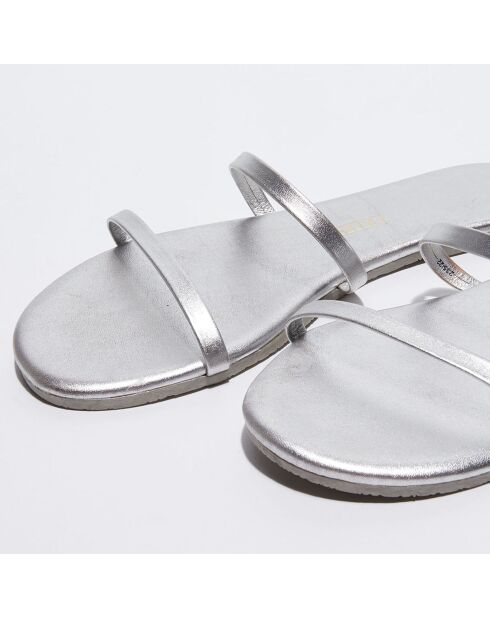 Mules en Cuir Gemma argentées