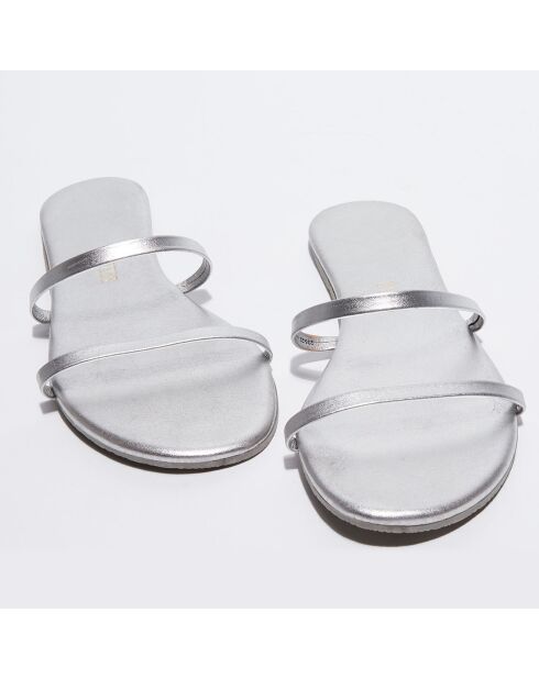 Mules en Cuir Gemma argentées