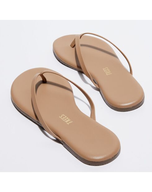 Beigefarbene Flip-Flops aus Leder von Foundations