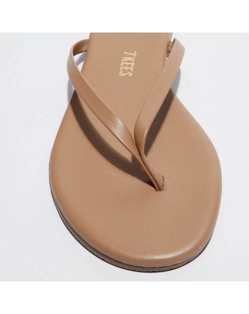 Beigefarbene Flip-Flops aus Leder von Foundations