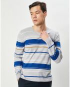 Gestreifter Pullover Arsene in Grau/Blau meliert