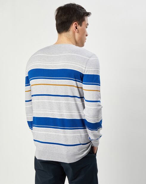 Gestreifter Pullover Arsene in Grau/Blau meliert