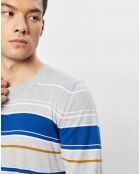 Gestreifter Pullover Arsene in Grau/Blau meliert