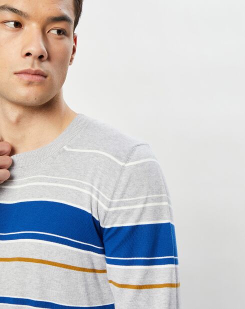 Gestreifter Pullover Arsene in Grau/Blau meliert