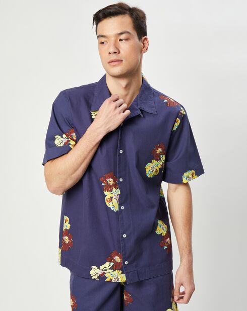 Marineblaues bedrucktes Hemd Louis