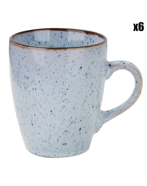 6 Mugs en Grès Tessa bleus - 35 cl