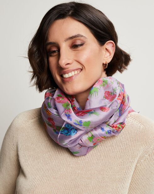 Foulard 100% Soie violet - 110x190 cm