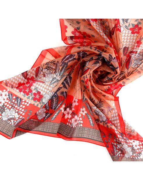 Foulard 100% Soie rouge - 110x190 cm