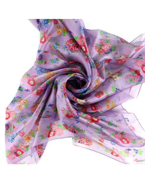 Foulard 100% Soie violet - 110x190 cm