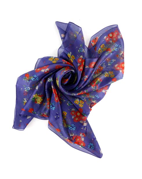 Foulard 100% Soie bleu - 110x190 cm