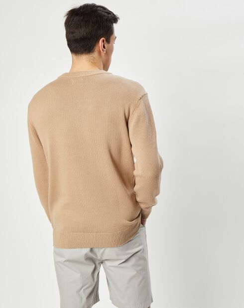 Pull en Maille de coton Rachi col rond camel