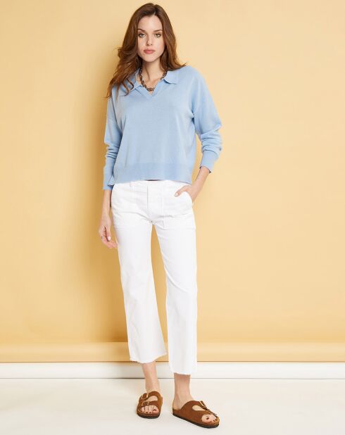 Pantalon cargo en Gabardine Stretch Yale blanc