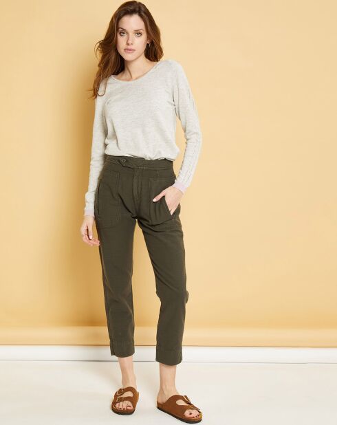 Pantalon droit en Gabardine Stretch Darwin kaki foncé