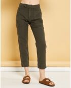 Pantalon droit en Gabardine Stretch Darwin kaki foncé