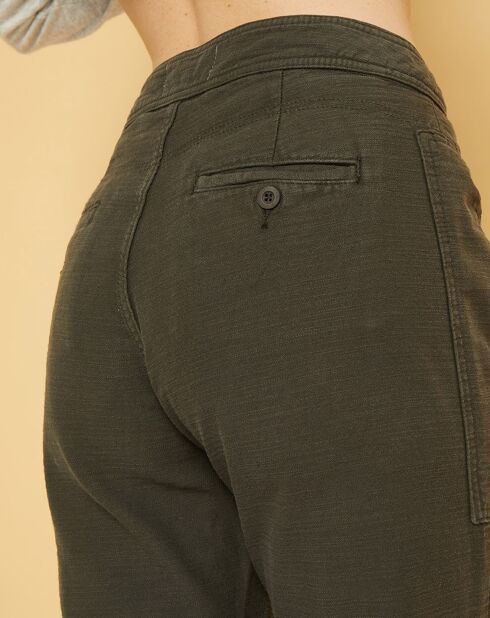 Pantalon droit en Gabardine Stretch Darwin kaki foncé