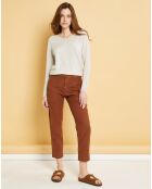 Pantalon droit en Gabardine Stretch Darwin havane