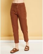 Pantalon droit en Gabardine Stretch Darwin havane