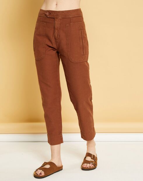 Pantalon droit en Gabardine Stretch Darwin havane