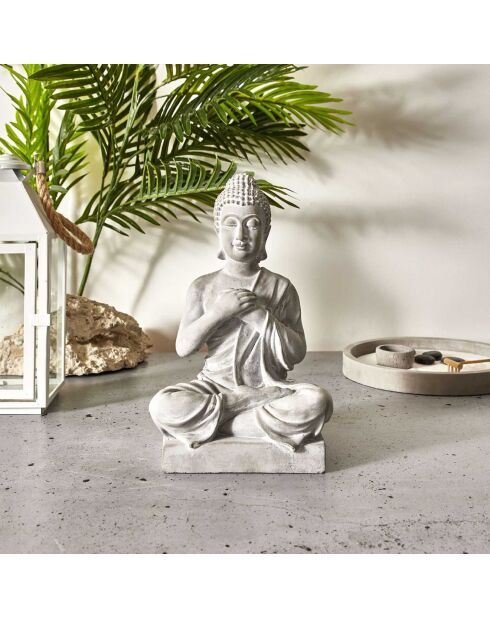 Décoration Bouddha Assis grise - 16.4x27x12 cm