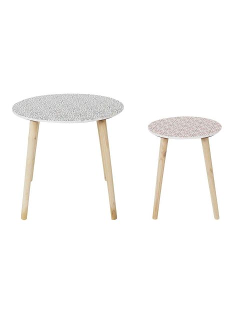 2 Tables gigognes Patio rouge/blanc/noir