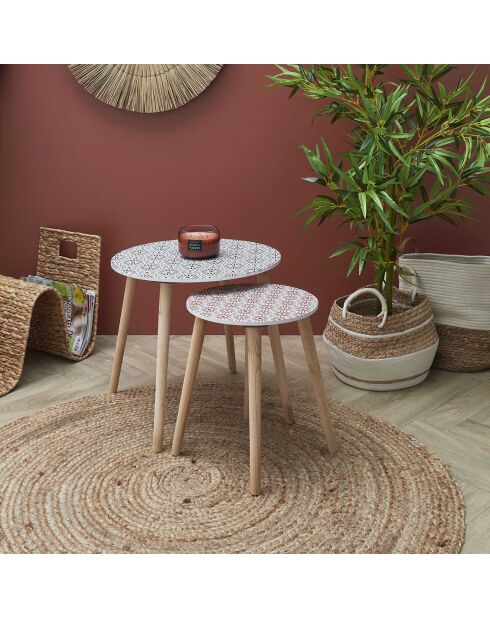 2 Tables gigognes Patio rouge/blanc/noir