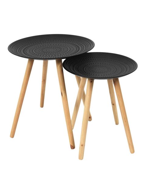 2 Tables gigognes Relief noir/marron