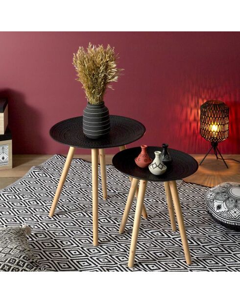 2 Tables gigognes Relief noir/marron