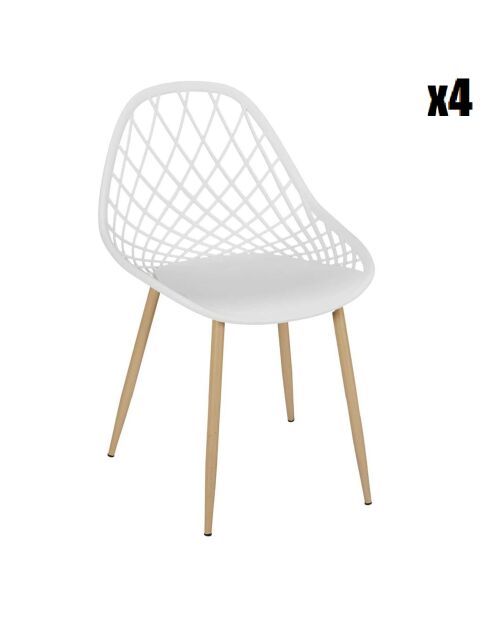 4 Chaises d'extérieur Malaga blanches - 80.2x51.2x57 cm