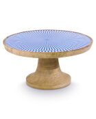 Plat sur pied en manguier blanc/bleu - 22x22x11 cm